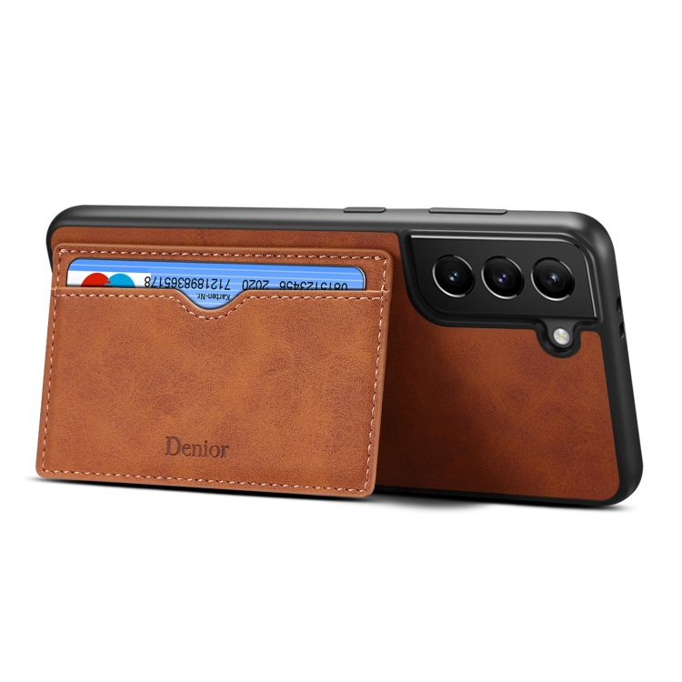 For Samsung Galaxy S23+ 5G Denior PU Single Card Slot Holder Phone Case(Brown) For Samsung Galaxy S23+ 5G Denior PU Single Card Slot Holder Phone Case(Brown)