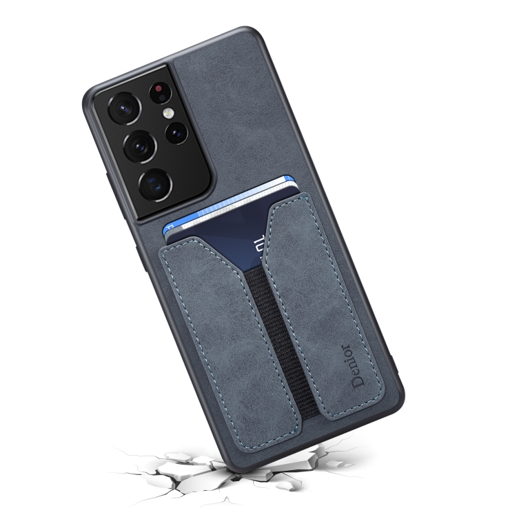 For Samsung Galaxy S23 Ultra 5G Denior DV Elastic Card PU Back Cover Phone Case(Grey) For Samsung Galaxy S23 Ultra 5G Denior DV Elastic Card PU Back Cover Phone Case(Grey)