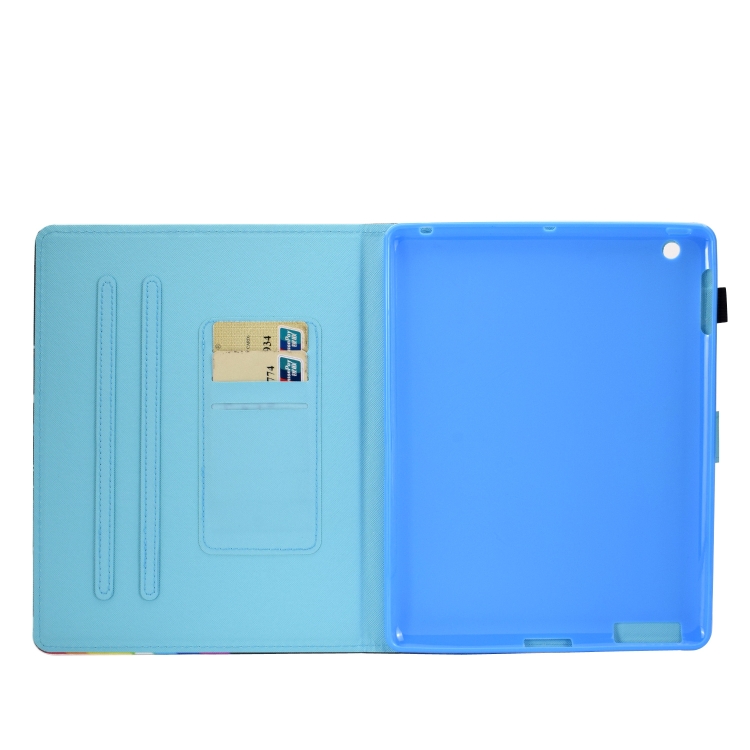 For iPad 2 / 3 / 4 Horizontal TPU Painted Flat Feather Case Anti-skid strip with Sleep Function & Pen Cover & Card Slot & Holder(Folk-custom) For iPad 2 / 3 / 4 Horizontal TPU Painted Flat Feather Case Anti-skid strip with Sleep Function & Pen Cover & Card Slot & Holder(Folk-custom)