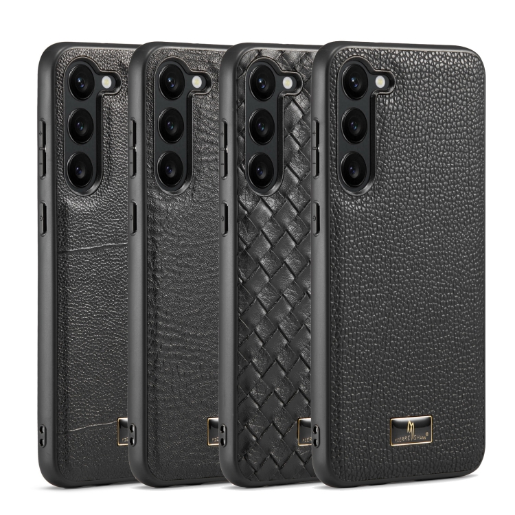 For Samsung Galaxy S23+ 5G Fierre Shann Leather Texture Phone Back Cover Case(Ox Tendon Black) For Samsung Galaxy S23+ 5G Fierre Shann Leather Texture Phone Back Cover Case(Ox Tendon Black)