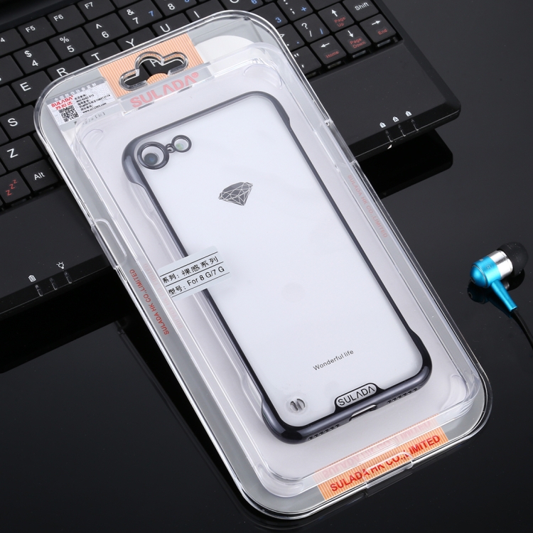 For iPhone SE 2022 / SE 2020 / 8 / 7 SULADA Borderless Drop-proof Vacuum Plating PC Case(Black)