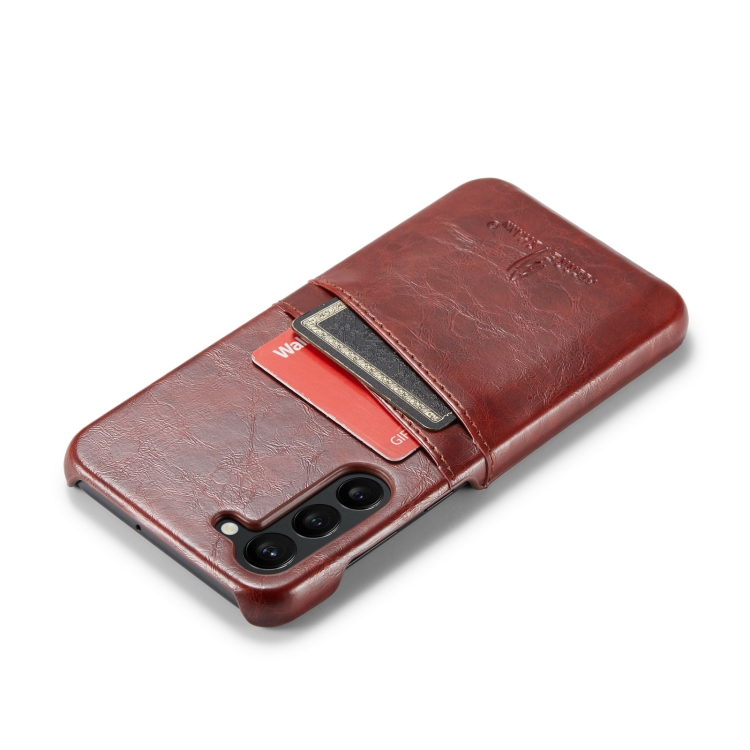 For Samsung Galaxy S23+ 5G Fierre Shann Oil Wax Texture Leather Phone Case with Card Slots(Brown) For Samsung Galaxy S23+ 5G Fierre Shann Oil Wax Texture Leather Phone Case with Card Slots(Brown)