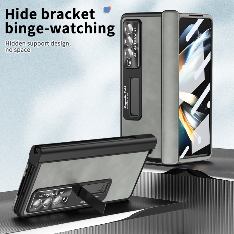 For Samsung Galaxy Z Fold4 Napa Pattern All-inclusive Magnetic Phone Case(White) For Samsung Galaxy Z Fold4 Napa Pattern All-inclusive Magnetic Phone Case(White)