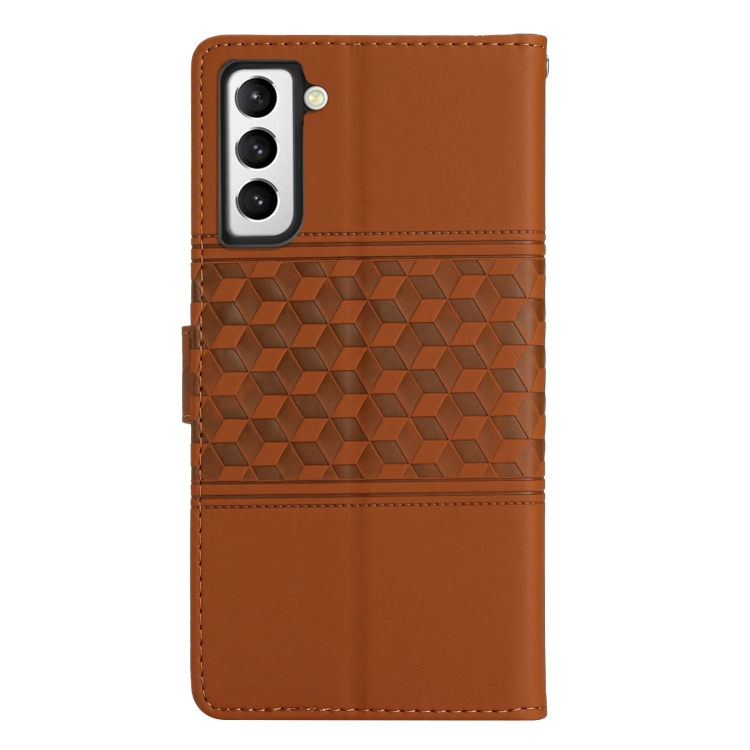 For Samsung Galaxy S21 5G Diamond Embossed Skin Feel Leather Phone Case with Lanyard(Brown) For Samsung Galaxy S21 5G Diamond Embossed Skin Feel Leather Phone Case with Lanyard(Brown)