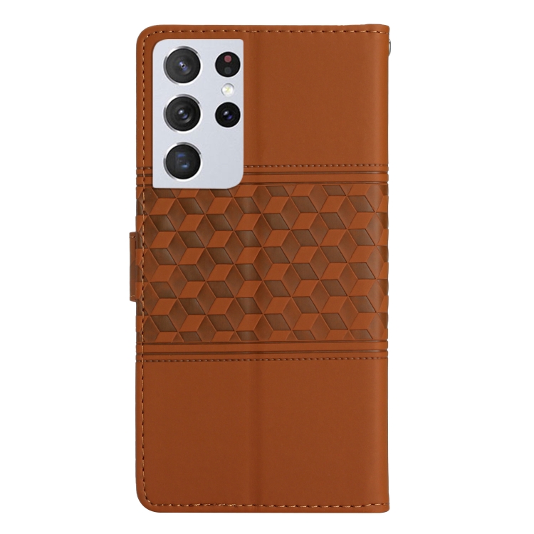 For Samsung Galaxy S21 Ultra 5G Diamond Embossed Skin Feel Leather Phone Case with Lanyard(Brown) For Samsung Galaxy S21 Ultra 5G Diamond Embossed Skin Feel Leather Phone Case with Lanyard(Brown)