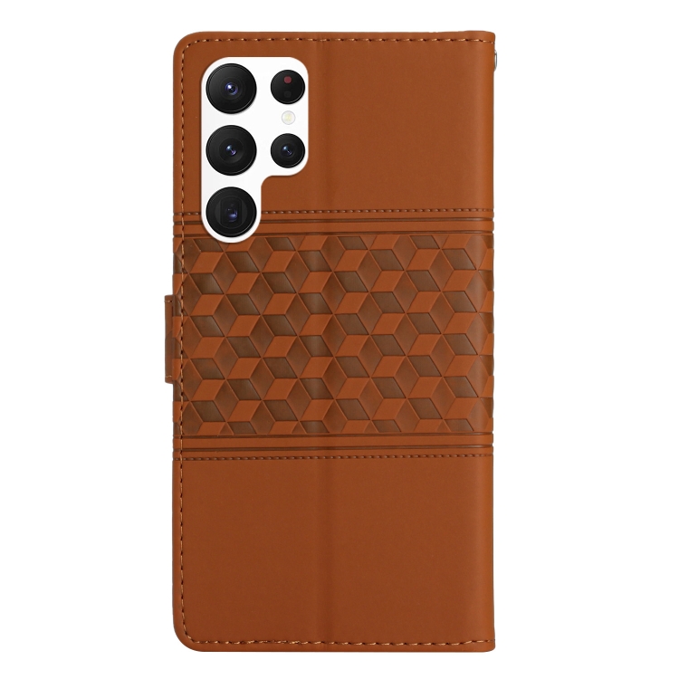 For Samsung Galaxy S22 Ultra 5G Diamond Embossed Skin Feel Leather Phone Case with Lanyard(Brown) For Samsung Galaxy S22 Ultra 5G Diamond Embossed Skin Feel Leather Phone Case with Lanyard(Brown)