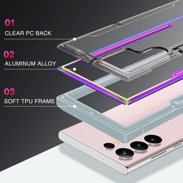 For Samsung Galaxy S23+ 5G Defender Metal Clear PC Soft TPU Phone Case(Colorful) For Samsung Galaxy S23+ 5G Defender Metal Clear PC Soft TPU Phone Case(Colorful)