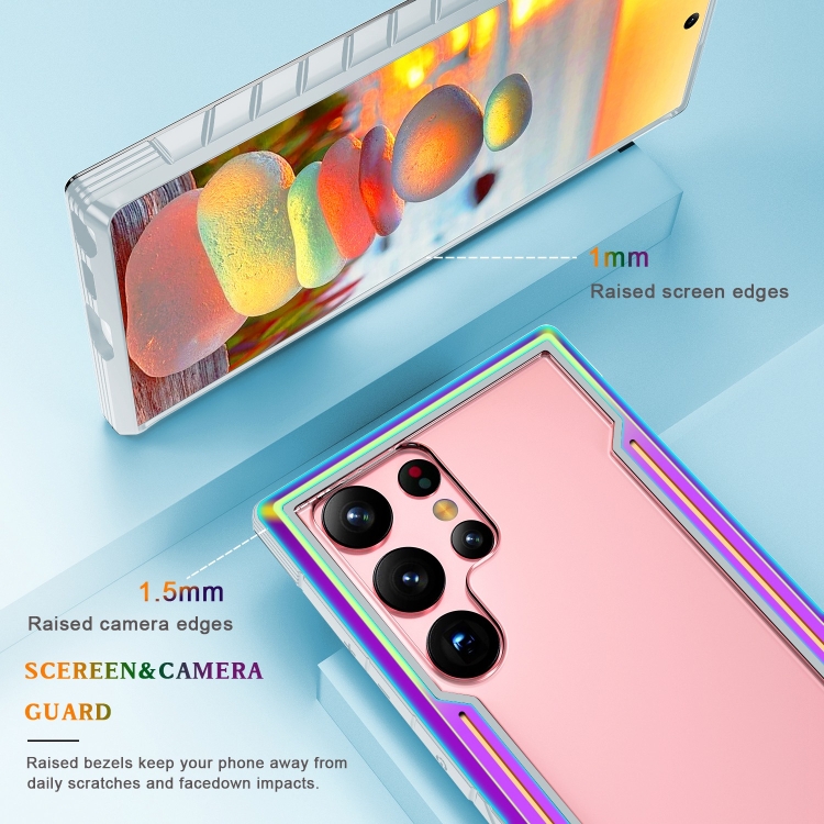For Samsung Galaxy S23+ 5G Defender Metal Clear PC Soft TPU Phone Case(Colorful) For Samsung Galaxy S23+ 5G Defender Metal Clear PC Soft TPU Phone Case(Colorful)