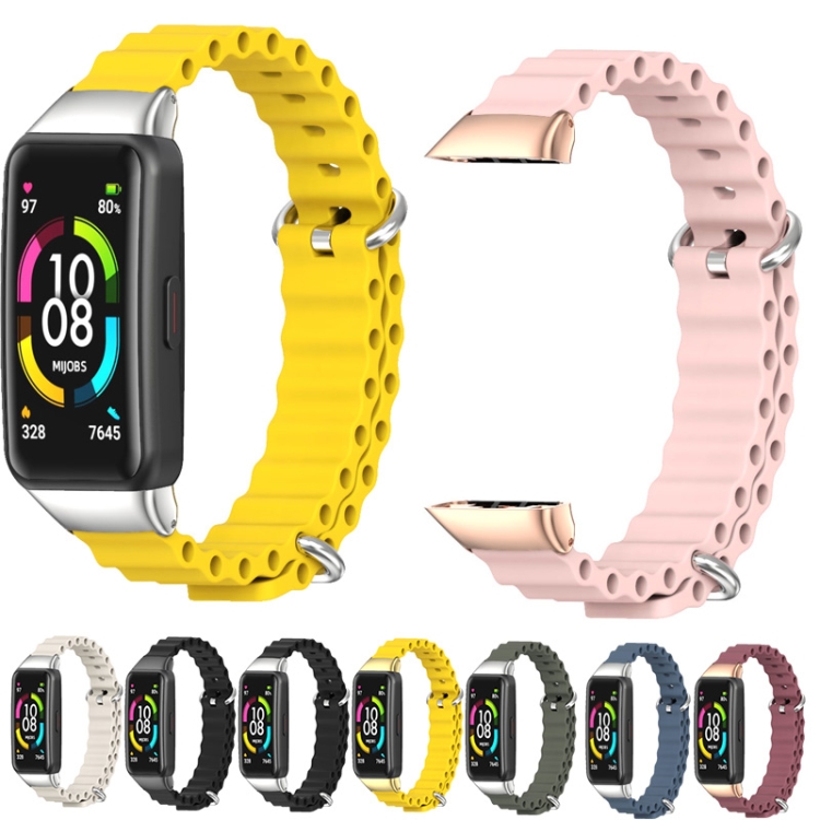 Huawei Band NFC MIJOBS CSマリンシリコン通気性ウォッチバンド（カーキグリーンシルバー）