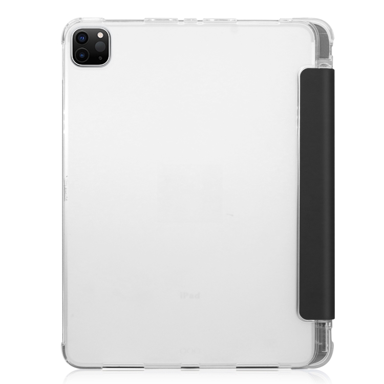 For iPad Pro 12.9 inch (2020) Three-folding Horizontal Flip PU Leather + Clear TPU Back Cover Tablet Case with Sleep / Wake-up Function & Holder & Pen Slot(Black) For iPad Pro 12.9 inch (2020) Three-folding Horizontal Flip PU Leather + Clear TPU Back Cover Tablet Case with Sleep / Wake-up Function & Holder & Pen Slot(Black)