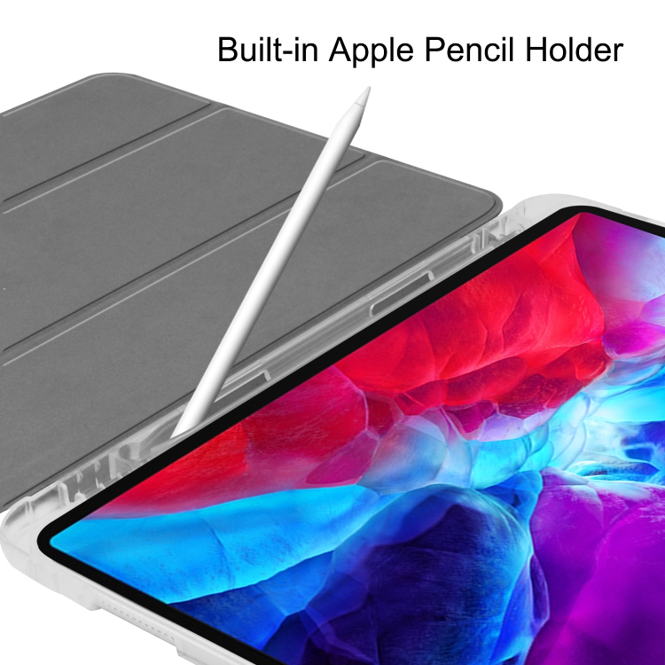 For iPad Pro 12.9 inch (2020) Three-folding Horizontal Flip PU Leather + Clear TPU Back Cover Tablet Case with Sleep / Wake-up Function & Holder & Pen Slot(Black) For iPad Pro 12.9 inch (2020) Three-folding Horizontal Flip PU Leather + Clear TPU Back Cover Tablet Case with Sleep / Wake-up Function & Holder & Pen Slot(Black)