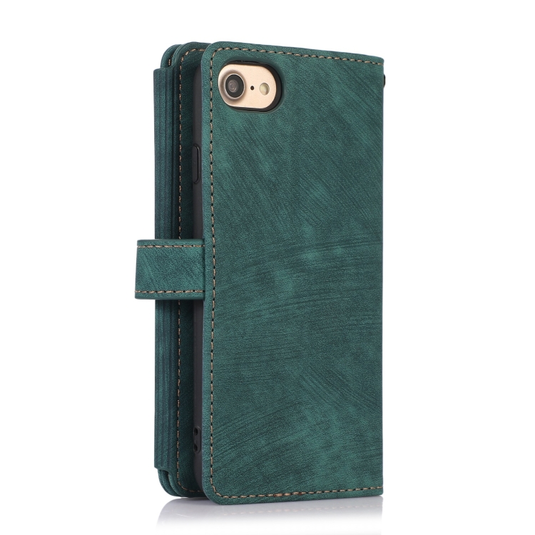 For iPhone SE 2022 / 2020 / 7 / 8 Dream 9-Card Wallet Zipper Bag Leather Phone Case(Green) For iPhone SE 2022 / 2020 / 7 / 8 Dream 9-Card Wallet Zipper Bag Leather Phone Case(Green)