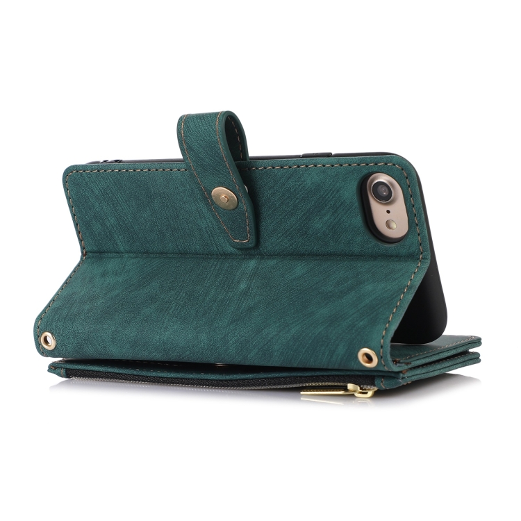For iPhone SE 2022 / 2020 / 7 / 8 Dream 9-Card Wallet Zipper Bag Leather Phone Case(Green) For iPhone SE 2022 / 2020 / 7 / 8 Dream 9-Card Wallet Zipper Bag Leather Phone Case(Green)