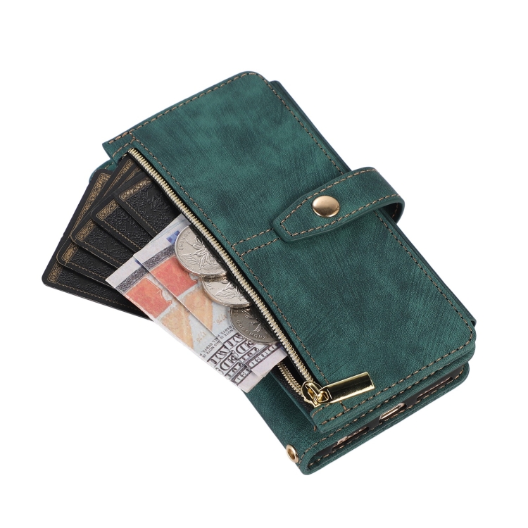 For iPhone SE 2022 / 2020 / 7 / 8 Dream 9-Card Wallet Zipper Bag Leather Phone Case(Green) For iPhone SE 2022 / 2020 / 7 / 8 Dream 9-Card Wallet Zipper Bag Leather Phone Case(Green)