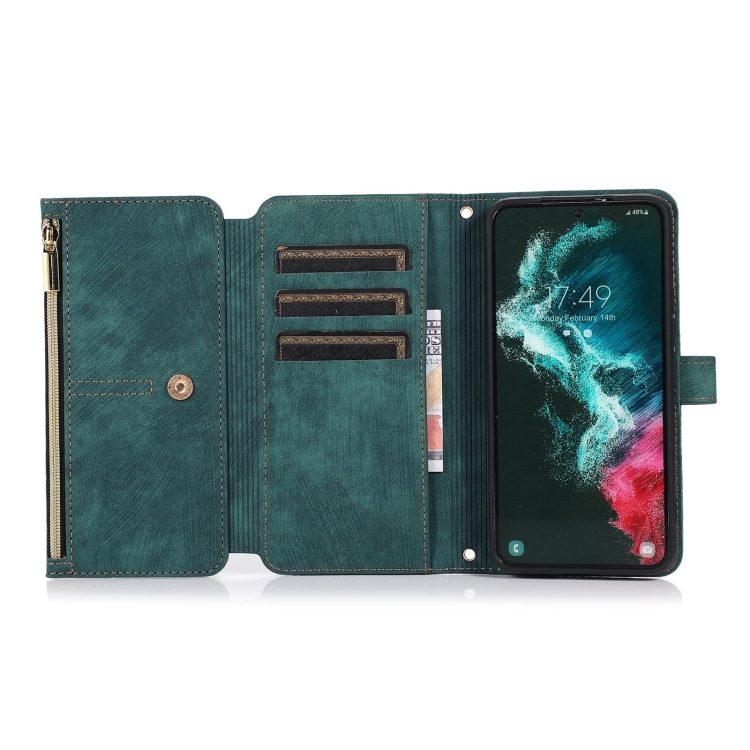 For Samsung Galaxy S21 5G Dream 9-Card Wallet Zipper Bag Leather Phone Case(Green) For Samsung Galaxy S21 5G Dream 9-Card Wallet Zipper Bag Leather Phone Case(Green)