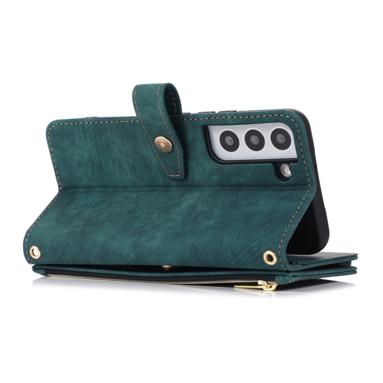 For Samsung Galaxy S21 5G Dream 9-Card Wallet Zipper Bag Leather Phone Case(Green) For Samsung Galaxy S21 5G Dream 9-Card Wallet Zipper Bag Leather Phone Case(Green)