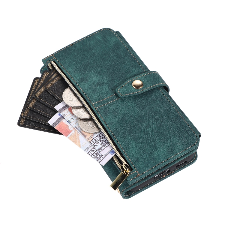 For Samsung Galaxy S21 5G Dream 9-Card Wallet Zipper Bag Leather Phone Case(Green) For Samsung Galaxy S21 5G Dream 9-Card Wallet Zipper Bag Leather Phone Case(Green)