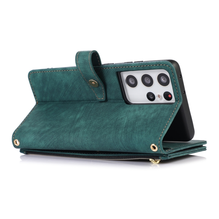 For Samsung Galaxy S21 Ultra 5G Dream 9-Card Wallet Zipper Bag Leather Phone Case(Green) For Samsung Galaxy S21 Ultra 5G Dream 9-Card Wallet Zipper Bag Leather Phone Case(Green)
