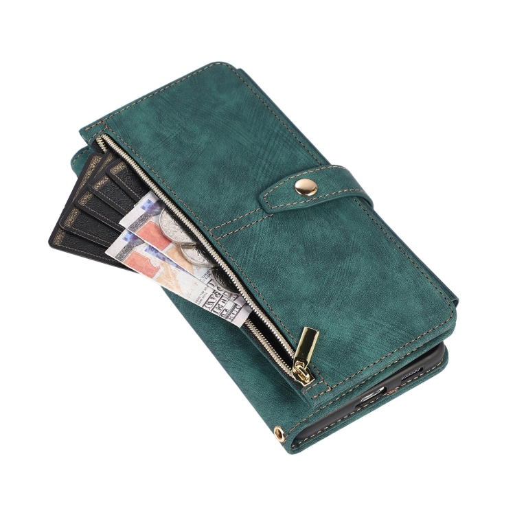 For Samsung Galaxy S21 Ultra 5G Dream 9-Card Wallet Zipper Bag Leather Phone Case(Green) For Samsung Galaxy S21 Ultra 5G Dream 9-Card Wallet Zipper Bag Leather Phone Case(Green)