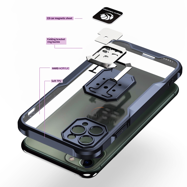 For iPhone 11 Pro Armor Shockproof Magnetic Ring Phone Case(Black) For iPhone 11 Pro Armor Shockproof Magnetic Ring Phone Case(Black)