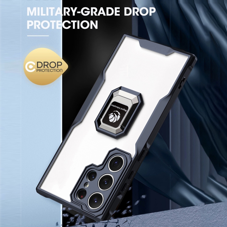 For Samsung Galaxy S23 Ultra 5G Armor Shockproof Magnetic Ring Phone Case(Navy Blue)
