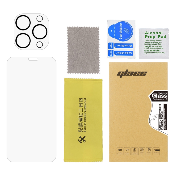 For iPhone 12 Pro 2pcs 0.26mm 9H 2.5D Tempered Glass Screen Film with 2pcs Lens Protector For iPhone 12 Pro 2pcs 0.26mm 9H 2.5D Tempered Glass Screen Film with 2pcs Lens Protector