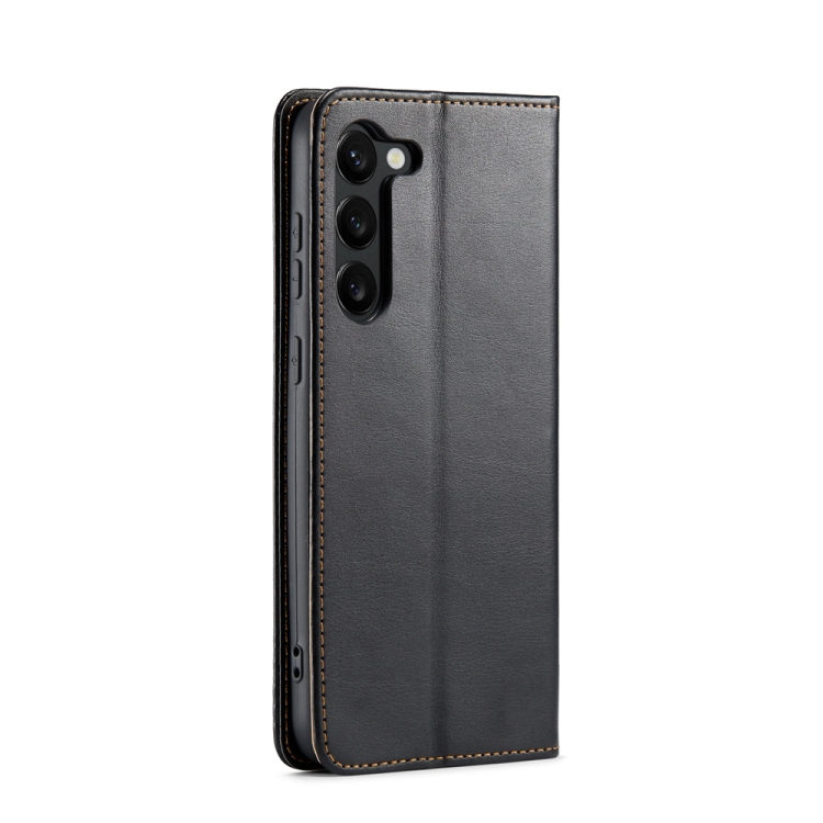 For Samsung Galaxy S23+ 5G Fierre Shann PU Genuine Leather Texture Leather Phone Case(Black) For Samsung Galaxy S23+ 5G Fierre Shann PU Genuine Leather Texture Leather Phone Case(Black)
