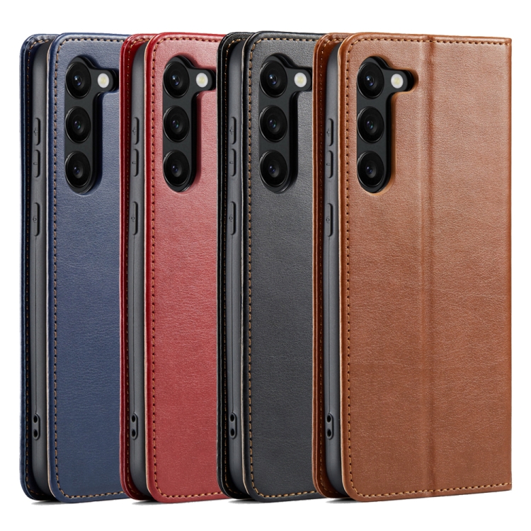 For Samsung Galaxy S23+ 5G Fierre Shann PU Genuine Leather Texture Leather Phone Case(Black) For Samsung Galaxy S23+ 5G Fierre Shann PU Genuine Leather Texture Leather Phone Case(Black)