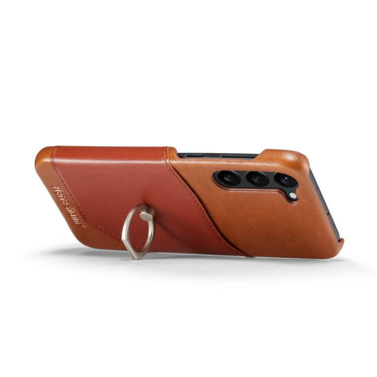 For Samsung Galaxy S23+ 5G Fierre Shann Oil Wax Texture Genuine Leather Back Phone Case(Brown) For Samsung Galaxy S23+ 5G Fierre Shann Oil Wax Texture Genuine Leather Back Phone Case(Brown)