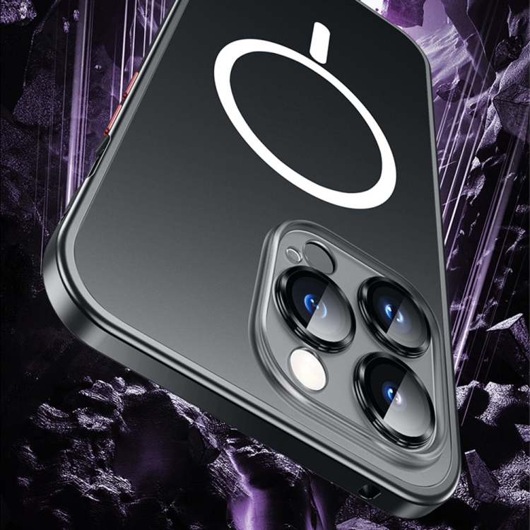 For iPhone 12 Spring Buckle Metal Frosted Magsafe Phone Case(Deep Purple) For iPhone 12 Spring Buckle Metal Frosted Magsafe Phone Case(Deep Purple)