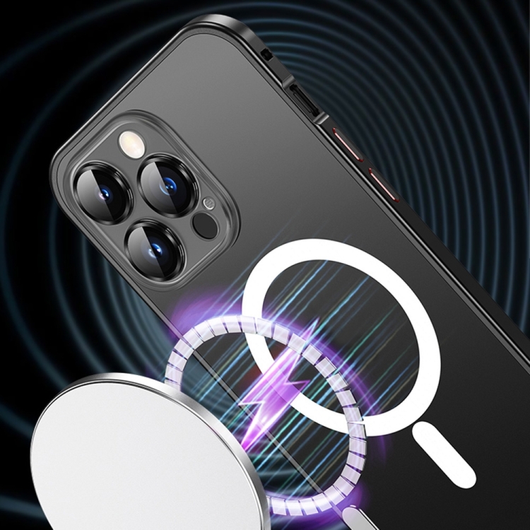 For iPhone 12 Spring Buckle Metal Frosted Magsafe Phone Case(Deep Purple) For iPhone 12 Spring Buckle Metal Frosted Magsafe Phone Case(Deep Purple)