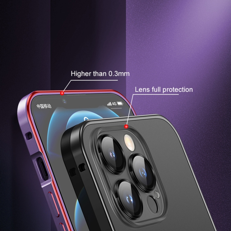 For iPhone 12 Spring Buckle Metal Frosted Magsafe Phone Case(Deep Purple) For iPhone 12 Spring Buckle Metal Frosted Magsafe Phone Case(Deep Purple)
