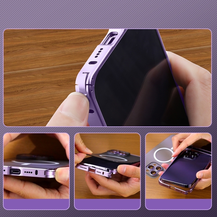 For iPhone 12 Spring Buckle Metal Frosted Magsafe Phone Case(Deep Purple) For iPhone 12 Spring Buckle Metal Frosted Magsafe Phone Case(Deep Purple)