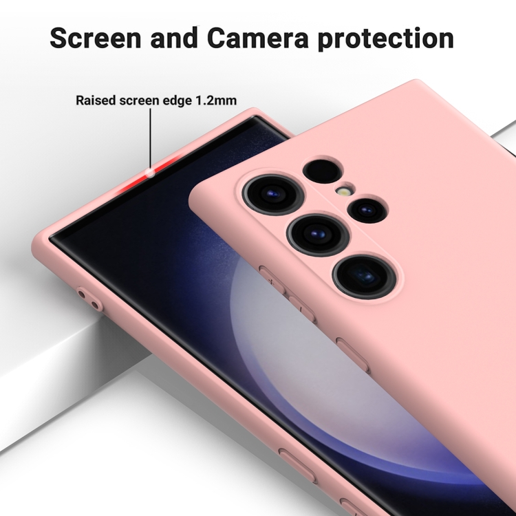 Für Samsung Galaxy S24 Ultra 5G Farbige Flüssigsilikon-Handyhülle (Rosa)