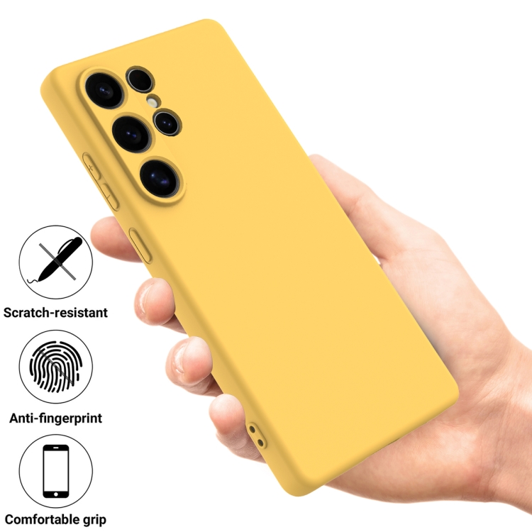 For Samsung Galaxy S25 Ultra Color Liquid Silicone Phone Case(Yellow) For Samsung Galaxy S25 Ultra Color Liquid Silicone Phone Case(Yellow)