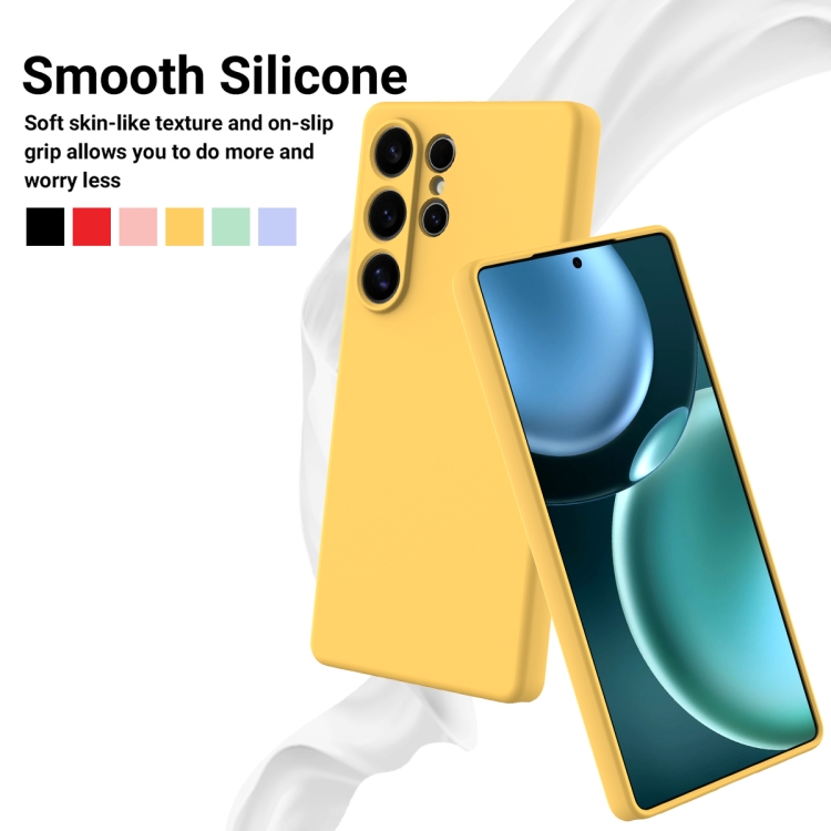For Samsung Galaxy S25 Ultra Color Liquid Silicone Phone Case(Yellow) For Samsung Galaxy S25 Ultra Color Liquid Silicone Phone Case(Yellow)