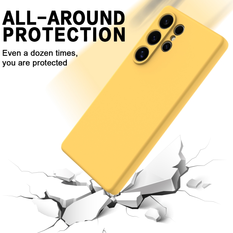 For Samsung Galaxy S25 Ultra Color Liquid Silicone Phone Case(Yellow) For Samsung Galaxy S25 Ultra Color Liquid Silicone Phone Case(Yellow)