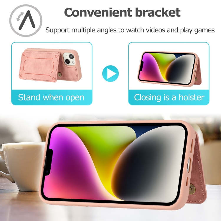 For iPhone 14 Plus Dream Magnetic Back Cover Card Wallet Phone Case(Pink) For iPhone 14 Plus Dream Magnetic Back Cover Card Wallet Phone Case(Pink)
