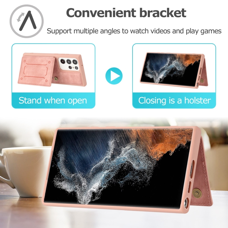 For Samsung Galaxy S23 Ultra 5G Dream Magnetic Back Cover Card Wallet Phone Case(Pink)