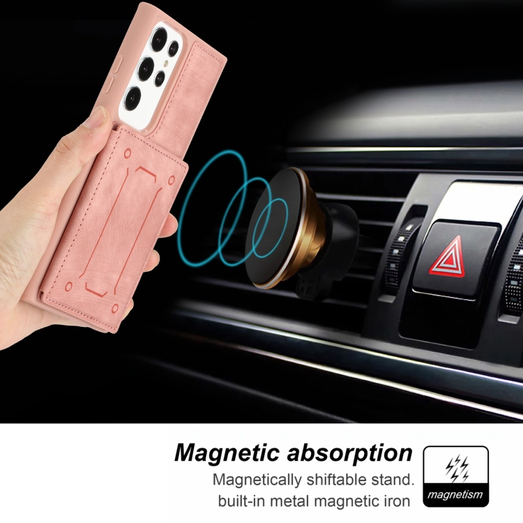For Samsung Galaxy S23 Ultra 5G Dream Magnetic Back Cover Card Wallet Phone Case(Pink)