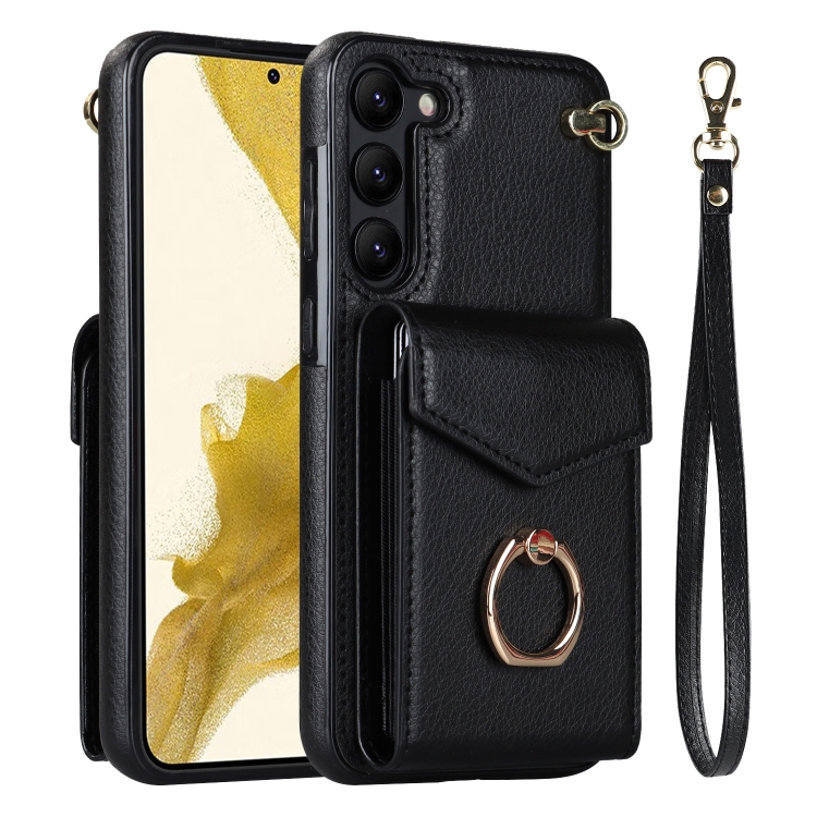 For Samsung Galaxy S23+ 5G Ring Holder RFID Card Slot Phone Case(Black) For Samsung Galaxy S23+ 5G Ring Holder RFID Card Slot Phone Case(Black)