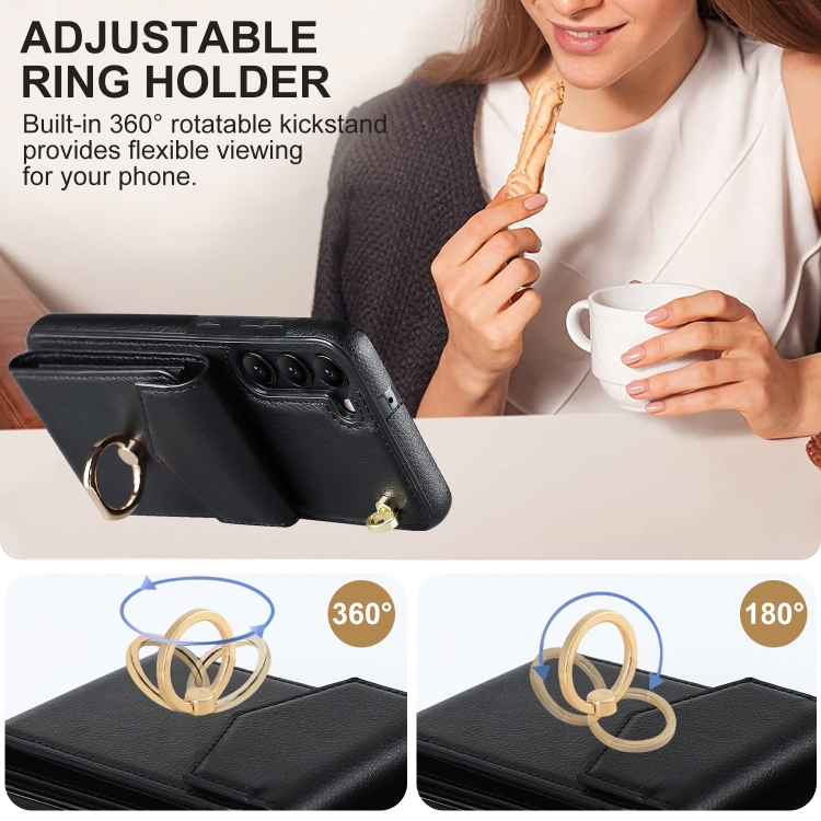 For Samsung Galaxy S23+ 5G Ring Holder RFID Card Slot Phone Case(Black) For Samsung Galaxy S23+ 5G Ring Holder RFID Card Slot Phone Case(Black)