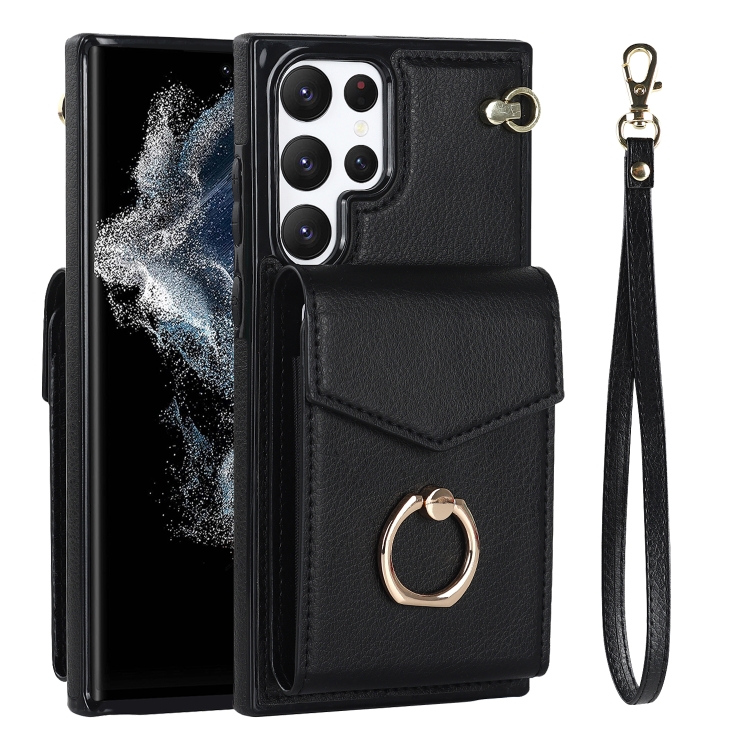 For Samsung Galaxy S23 Ultra 5G Ring Holder RFID Card Slot Phone Case(Black) For Samsung Galaxy S23 Ultra 5G Ring Holder RFID Card Slot Phone Case(Black)