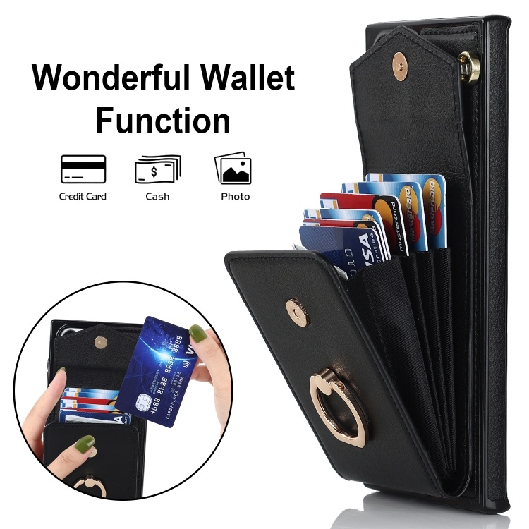 For Samsung Galaxy S23 Ultra 5G Ring Holder RFID Card Slot Phone Case(Black) For Samsung Galaxy S23 Ultra 5G Ring Holder RFID Card Slot Phone Case(Black)
