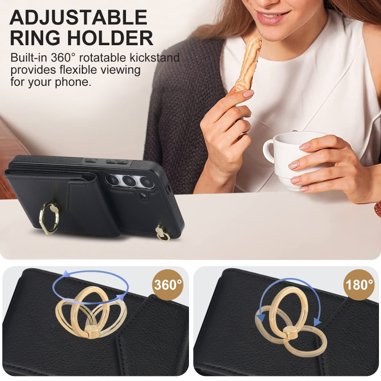 For Samsung Galaxy S24 5G Ring Holder RFID Card Slot Phone Case(Black) For Samsung Galaxy S24 5G Ring Holder RFID Card Slot Phone Case(Black)