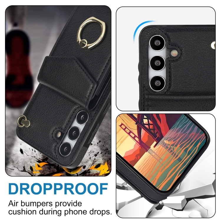For Samsung Galaxy S24 5G Ring Holder RFID Card Slot Phone Case(Black) For Samsung Galaxy S24 5G Ring Holder RFID Card Slot Phone Case(Black)