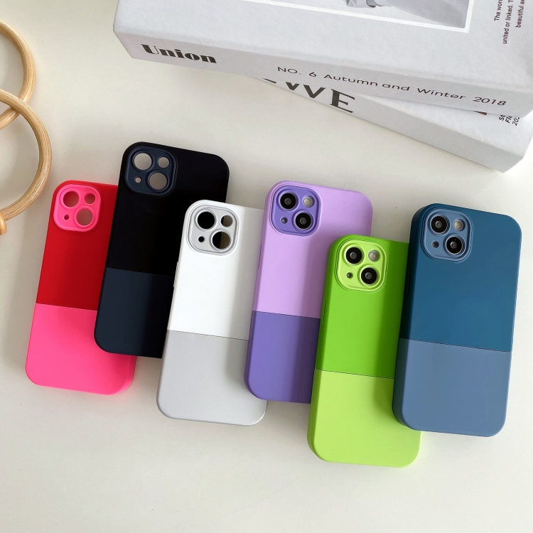 For iPhone 13 3 in 1 Liquid Silicone Phone Case(Black + Grey)