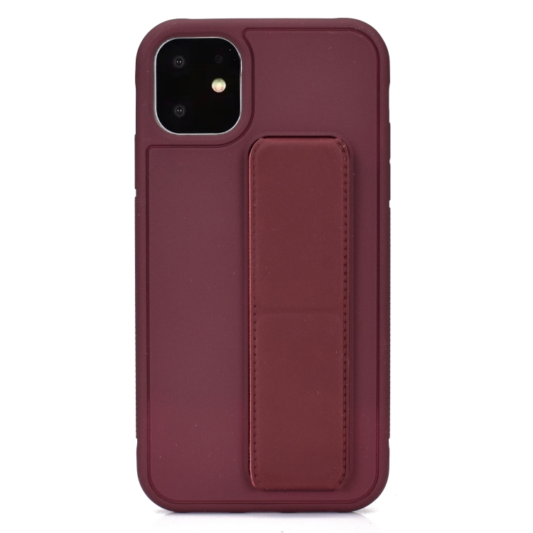 For iPhone 12 Skin Feel Wrist Holder Phone Case(Wine Red) For iPhone 12 Skin Feel Wrist Holder Phone Case(Wine Red)