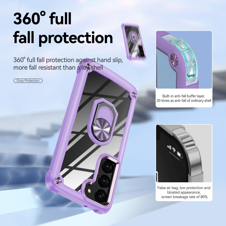 For Samsung Galaxy S23+ 5G TPU + PC Lens Protection Phone Case with Ring Holder(Purple) For Samsung Galaxy S23+ 5G TPU + PC Lens Protection Phone Case with Ring Holder(Purple)