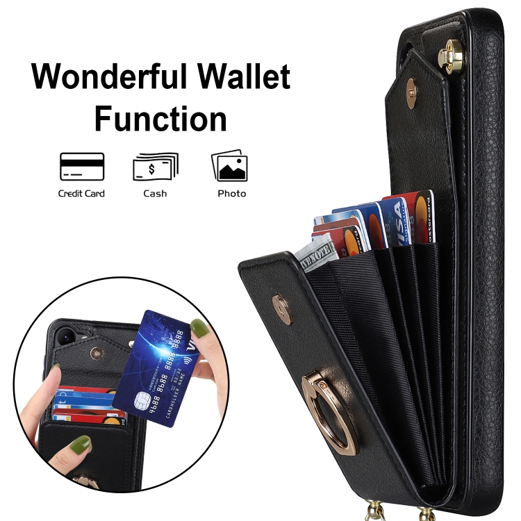 For Samsung Galaxy S23+ 5G Ring Holder RFID Card Slot Phone Case with Long Lanyard(Black) For Samsung Galaxy S23+ 5G Ring Holder RFID Card Slot Phone Case with Long Lanyard(Black)